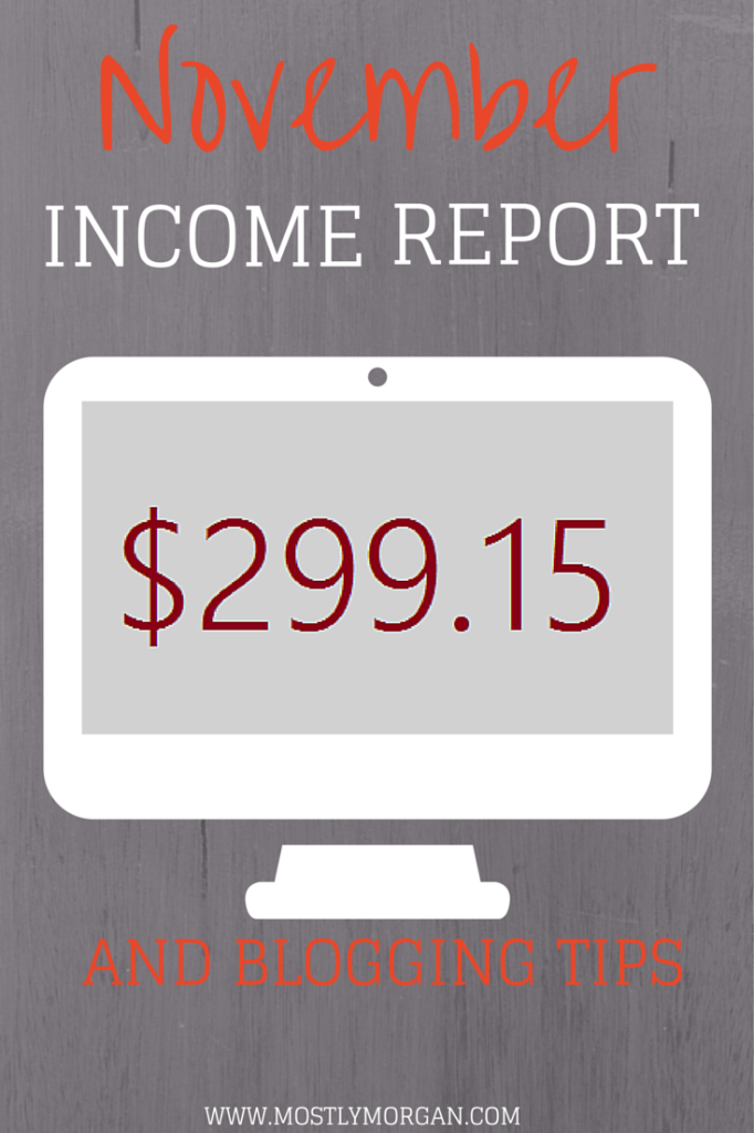 November Income Report – $299.15