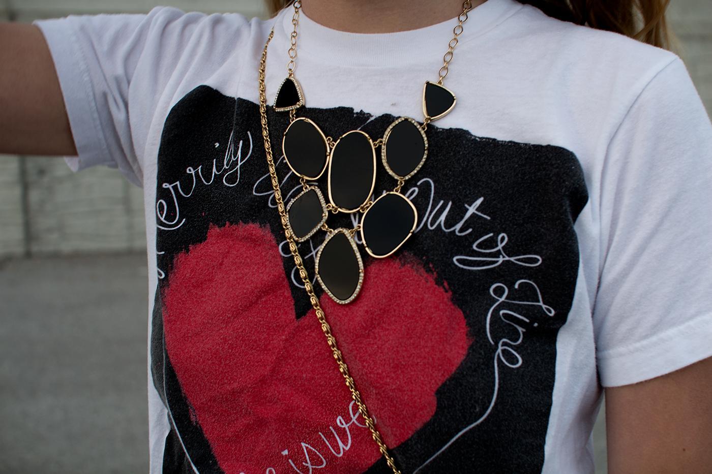 Here is my take on dressing up a cotton band tee for a night out.