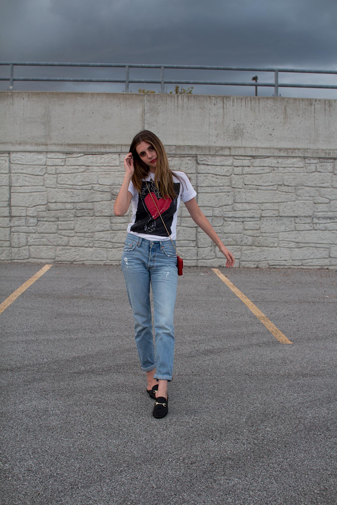 Here is my take on dressing up a cotton band tee for a night out.
