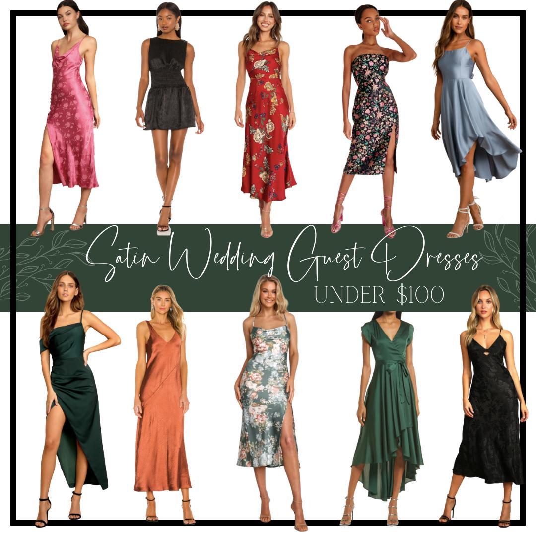 Wedding guest dresses for the 2022 wedding season: satin dresses